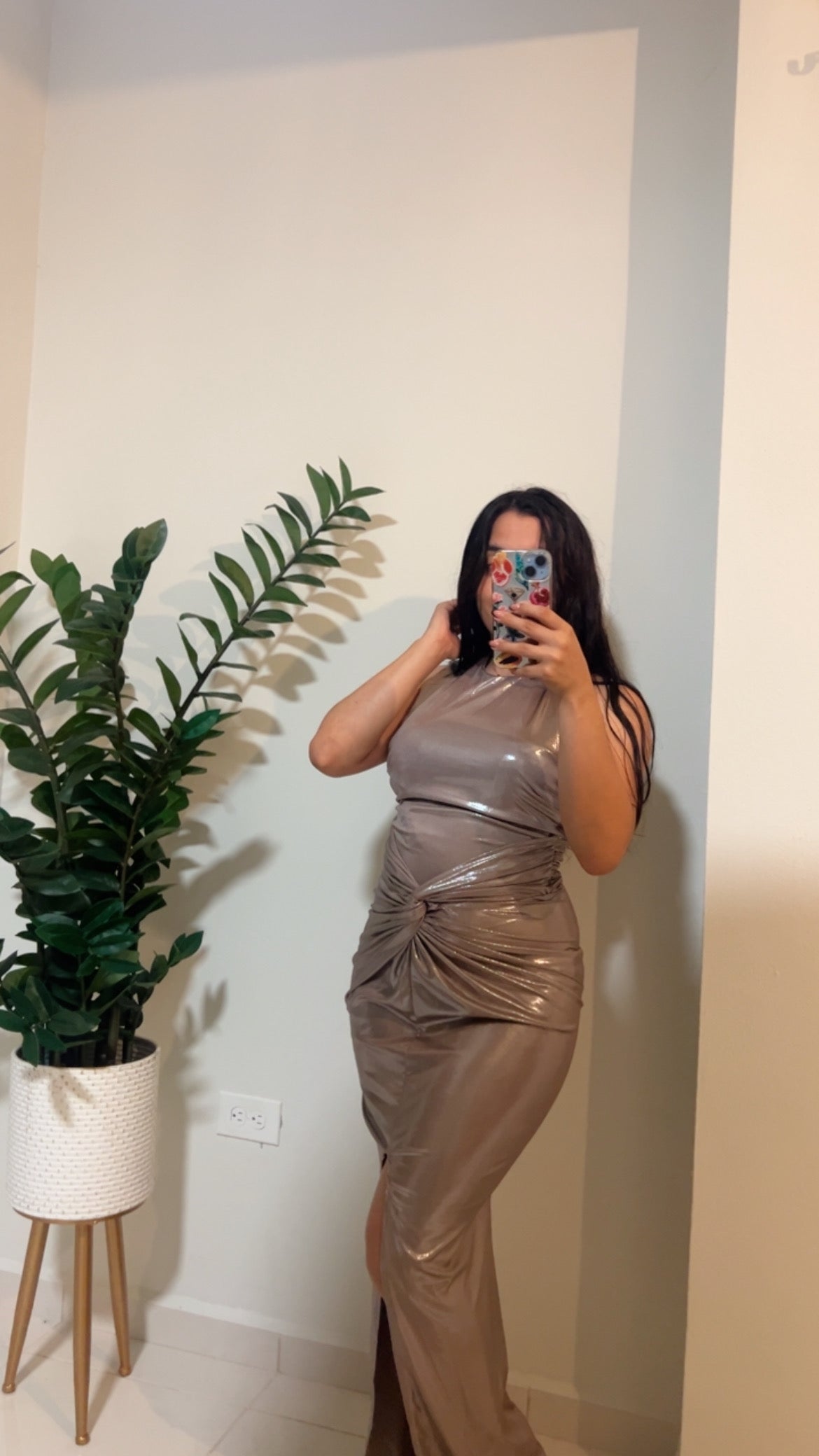 Taupe Knot Midi Dress