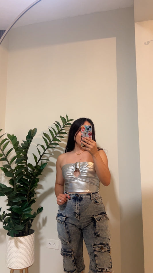 Silver Crop Top
